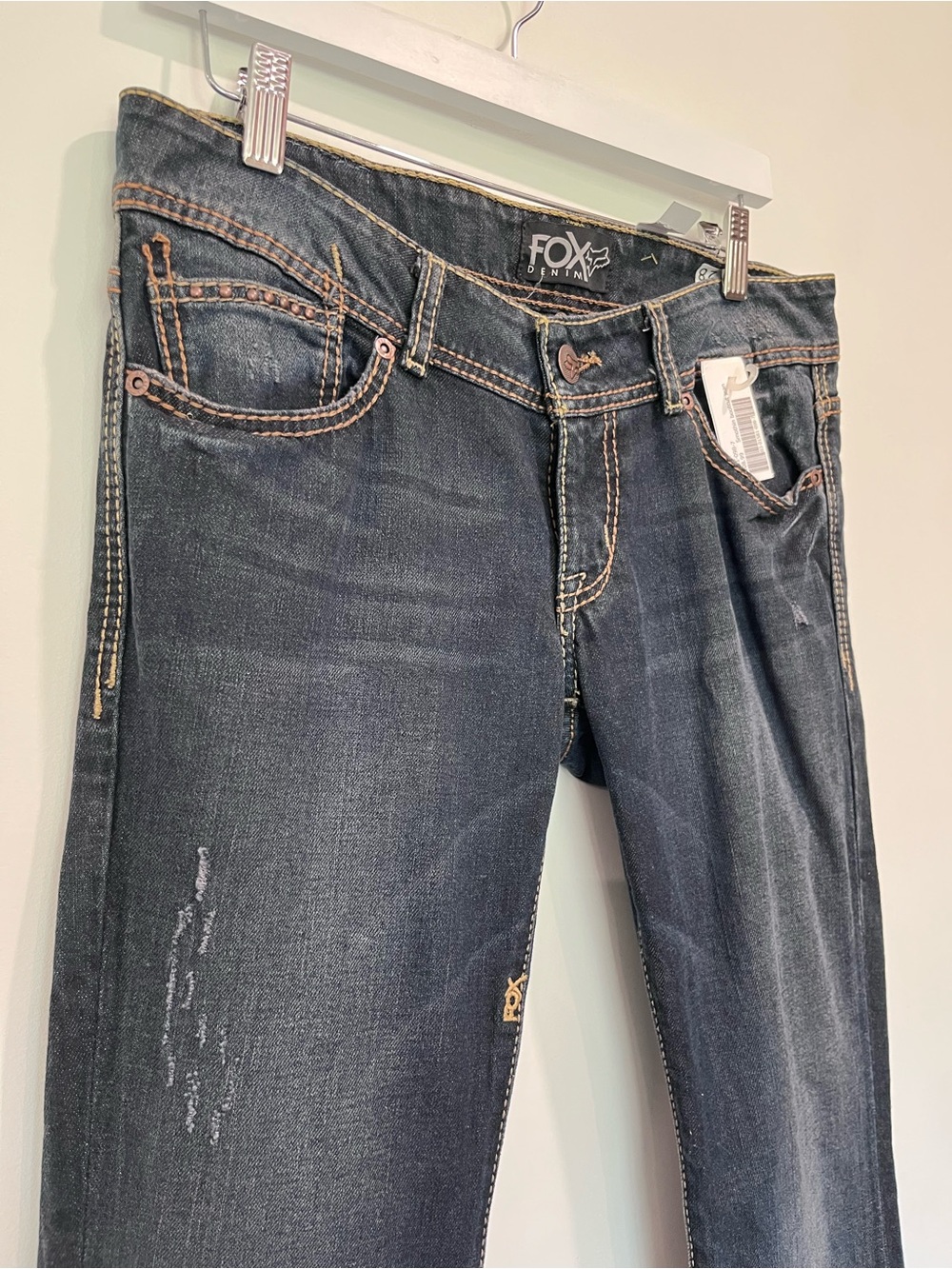 Deadstock Y2K Fox "Smoothin" Low-Rise Bootcut Blue Jeans Contrast Stitching